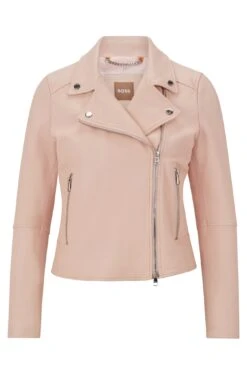 Boss Slim-Fit Lederjacke Mit Asymmetrischem Reißverschluss Auf Der Vorderseite 10680928