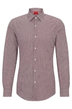 Hugo Slim-Fit Hemd Aus Bedruckter Baumwoll-Popeline 10707038