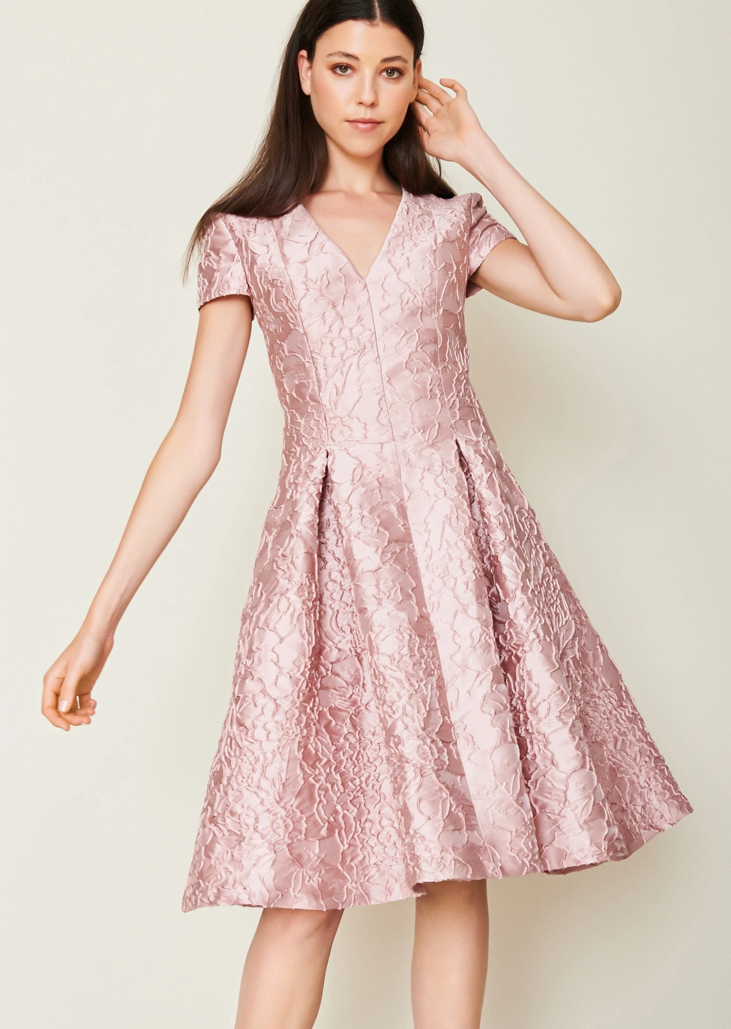 Talbot Runhof Kleid Aus Floral Sketch Jacquard, Farbe Marble Rosa 10649017